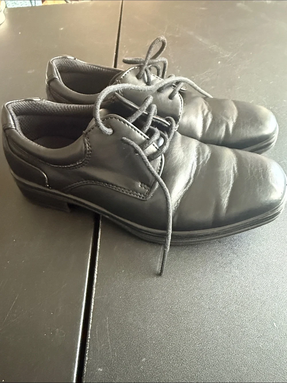 Kids Black Dress Lace-Up Shoes